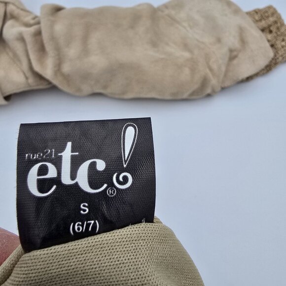 Tan Faux Suede Slouch Knee High Boots With Knit Cuffs Buckle Strap Detail Casual - Picture 8 of 9